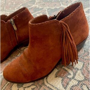 Sam Edelman booties size 7.5, brown suede w/ tassels